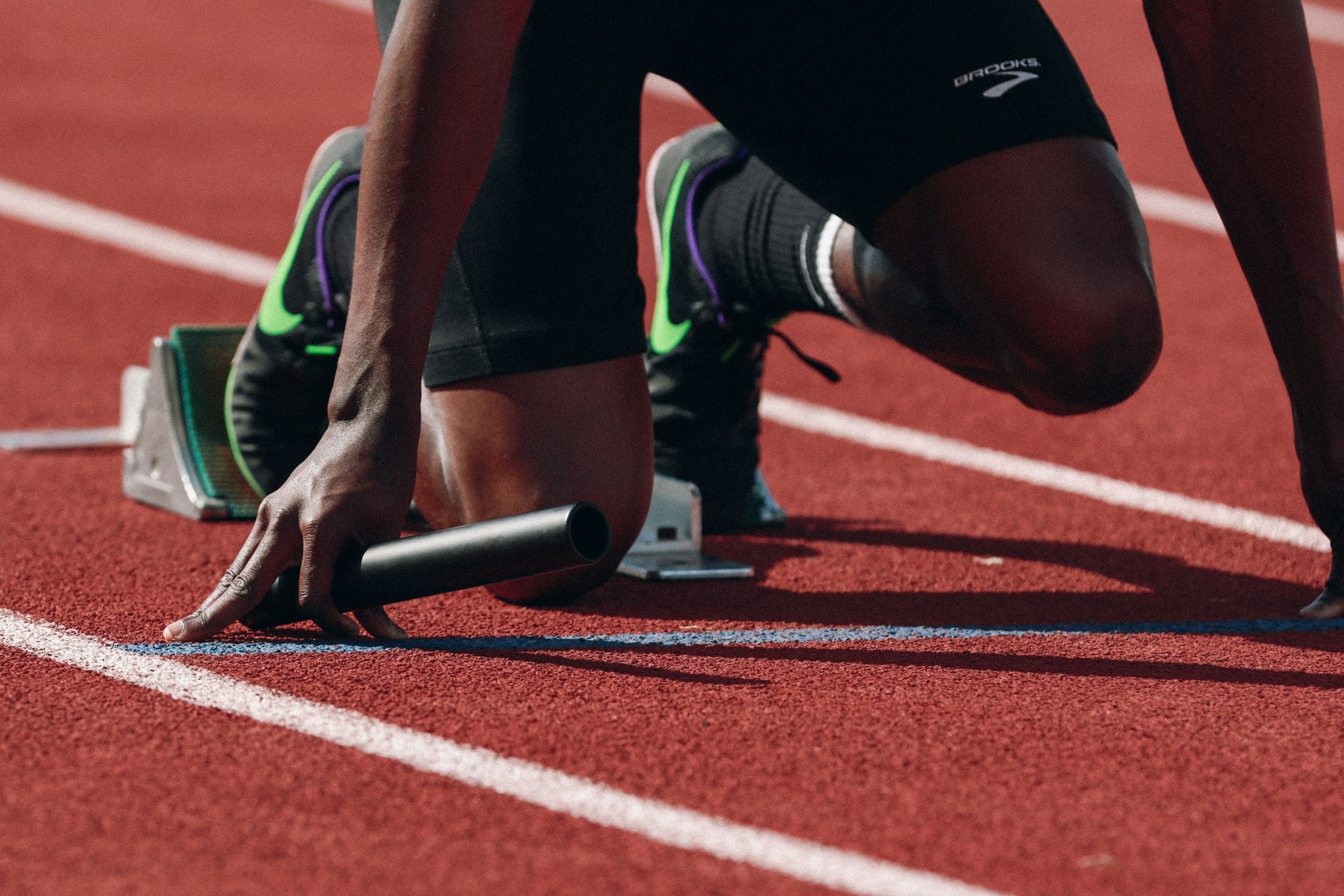 Runner at start line