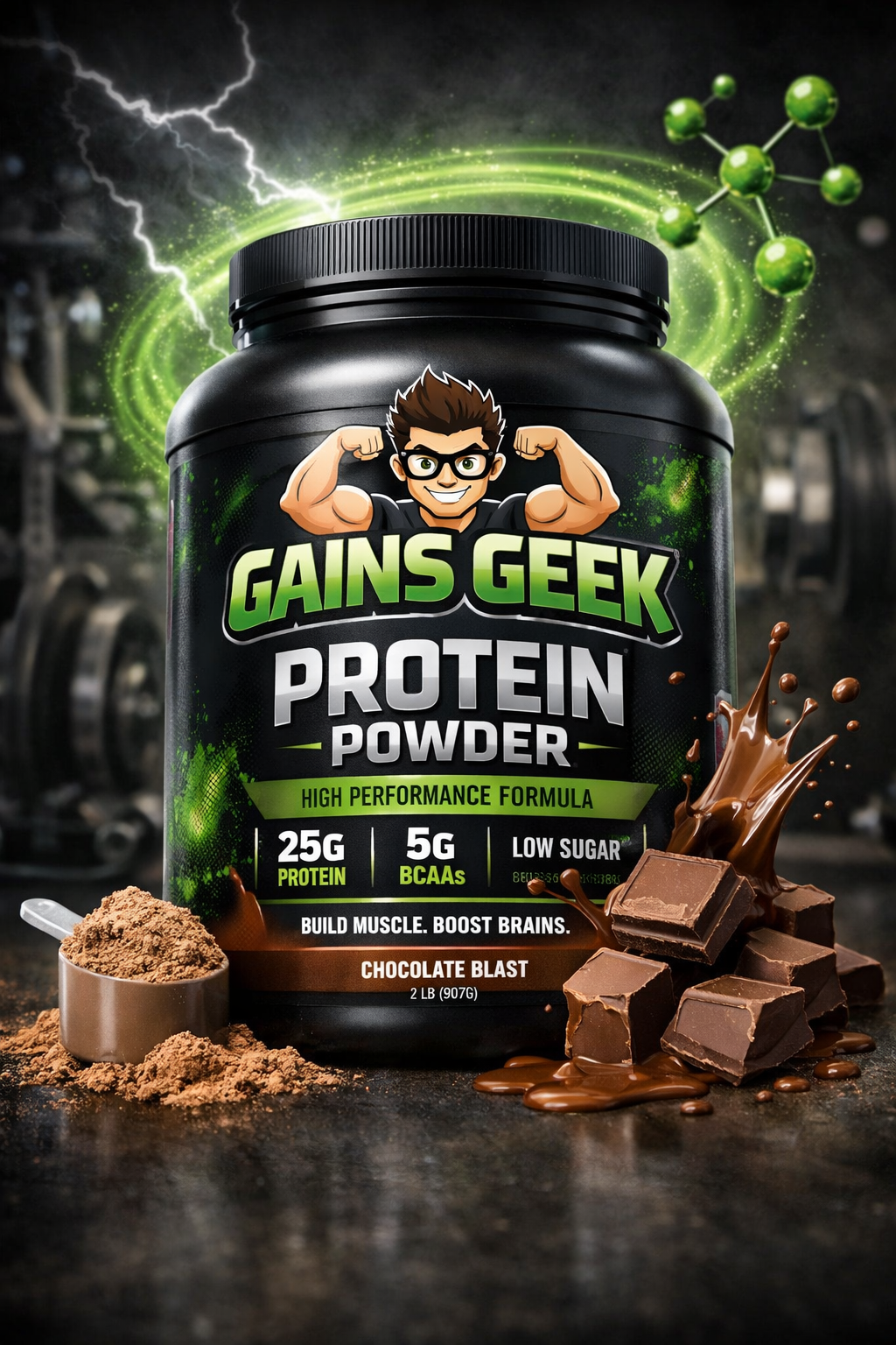 Gains Geek Protein Whey Isolate container