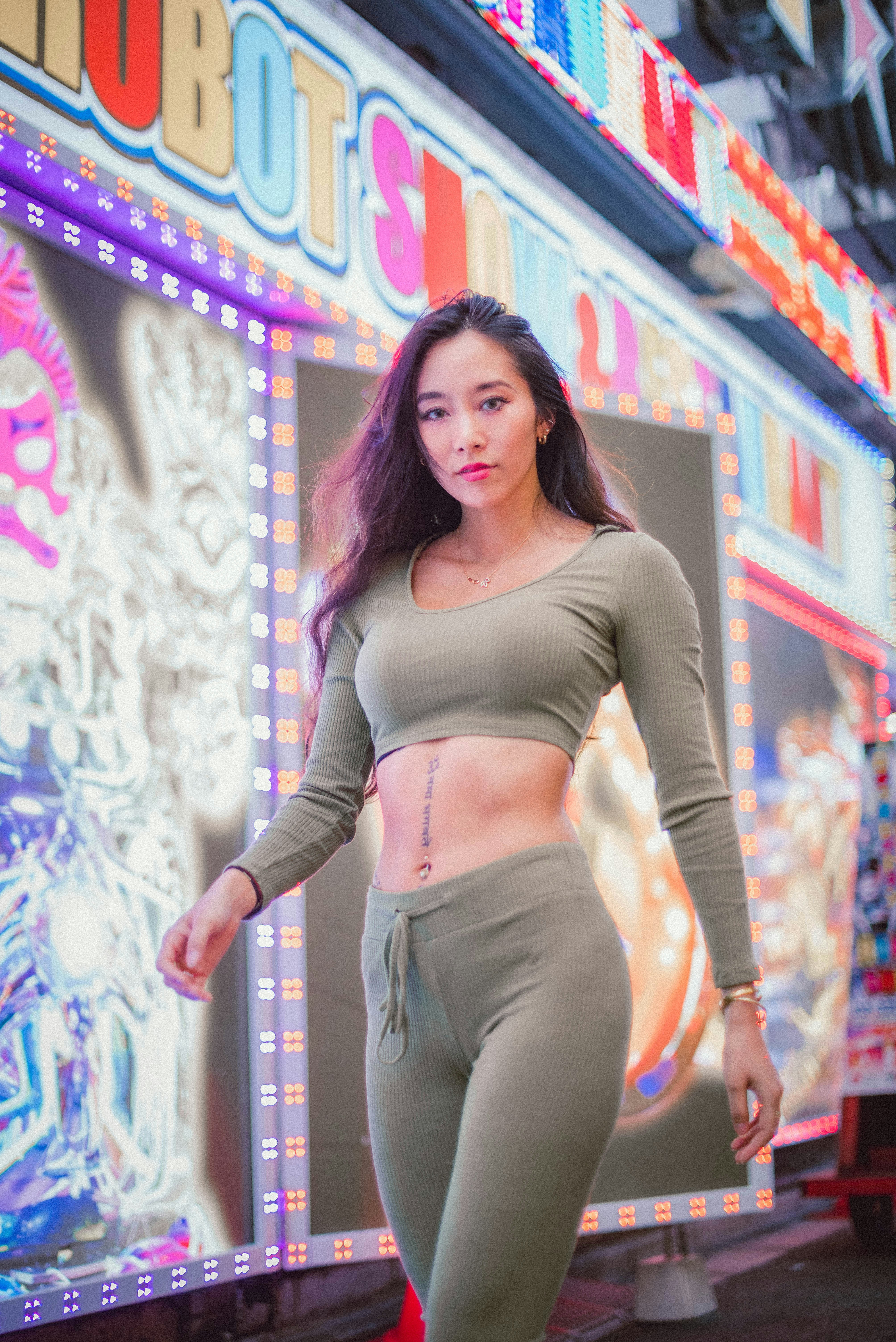 Fit asian woman in workout gear
